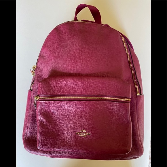 Coach Outlet Backpack Purple Front Pocket Zipper - Picture 1 of 11